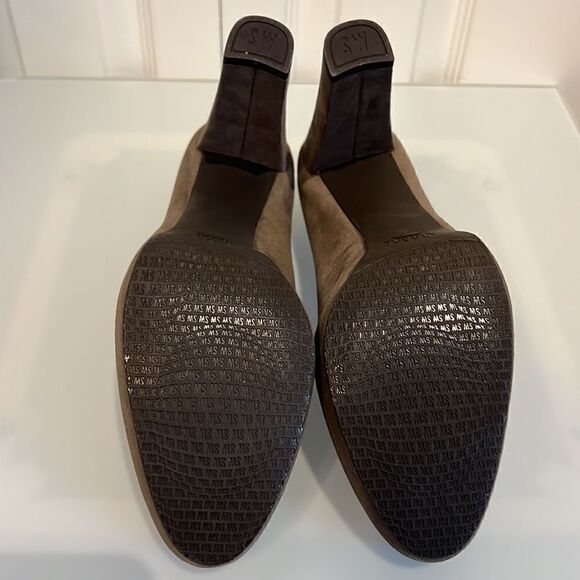Stuart Weitzman Taupe Suede Platform Block Heel Slip On Shoes Size 9.5 - Picture 7 of 13